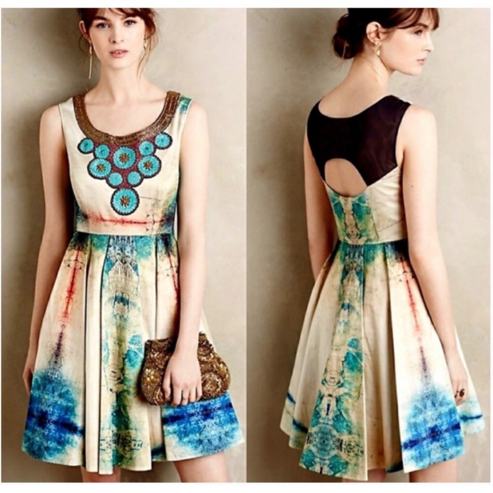 Bhanuni by Jyoti Villette Necklaced Dress Beaded Watercolor